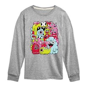 Boys' - Instant Message - Monster Doodle Long Sleeve Graphic T-Shirt - 1 of 4