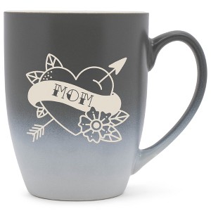 100 North Floral Heart 10 Ounce Gray and White Two Toned Ombre, Comfortably Fits Your Hands, Ceramic Tea Coffee Cup Mug, Mom - 1 of 1