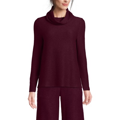 Lands' End Women's Cable Ottoman Relaxed Long Sleeve Cowl Neck Top