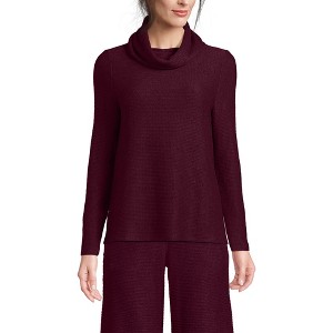 Lands' End Women's Cable Ottoman Relaxed Long Sleeve Cowl Neck Top - 1 of 4