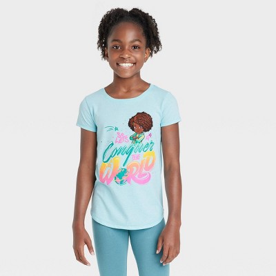 Girls' Karma's World Short Sleeve Graphic T-Shirt - Aqua Blue XS