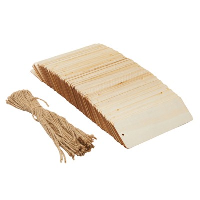 Bright Creations 96 Pack Unfinished Wooden Bookmarks Wood Tags with Jute Twine for Crafts, 2x6 in