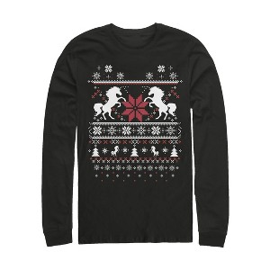 Men's Lost Gods Ugly Christmas Unicorn Long Sleeve Shirt - 1 of 3