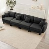 Modern Boucle 4-Seater Sectional Sofa, Sculptural Style Couch with Armrests and Cylindrical Legs, Fabric Couch with Plush Cushion-Coolbibila - 3 of 4