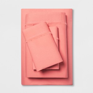 Cotton Percale Solid Fringe Sheet Set (Twin/Twin XL) Coral - Opalhouse , Pink