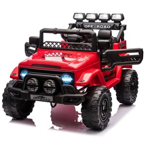 12V Ride-On Truck Car for Kids – Battery Powered Electric Vehicle with Remote Control, Spring Suspension, LED Lights, Bluetooth & 3 Speeds - 1 of 4