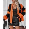 Coolmee Women Casual Contrast Striped V Neck Front Open Long Sleeve Loose Cardigan Outer Knitted Tops - 2 of 4