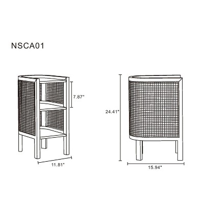 Tahitian Resort-Inspired Black and Natural Cane Ash Wood End Table