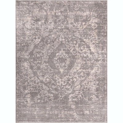 Gray Geometric Easy Care Synthetic Area Rug 9' x 12'