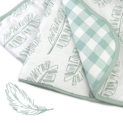 Organic Cotton Sage Leaf Reversible Baby Blanket