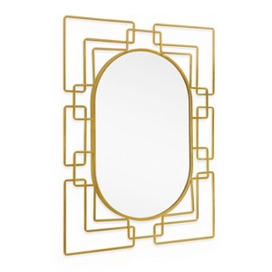 HomeRoots 36" Gold Metal Geometric Oval Accent Mirror - 1 of 4