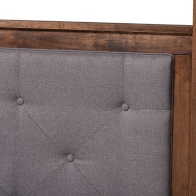 King Gray Upholstered Wood Platform Canopy Bed with Tufted Headboard
