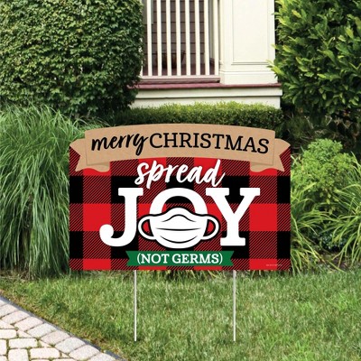 Big Dot of Happiness Quarantine Christmas - Holiday Party Yard Sign Lawn Decorations - Merry Christmas Spread Joy Not Germs Party Yardy Sign