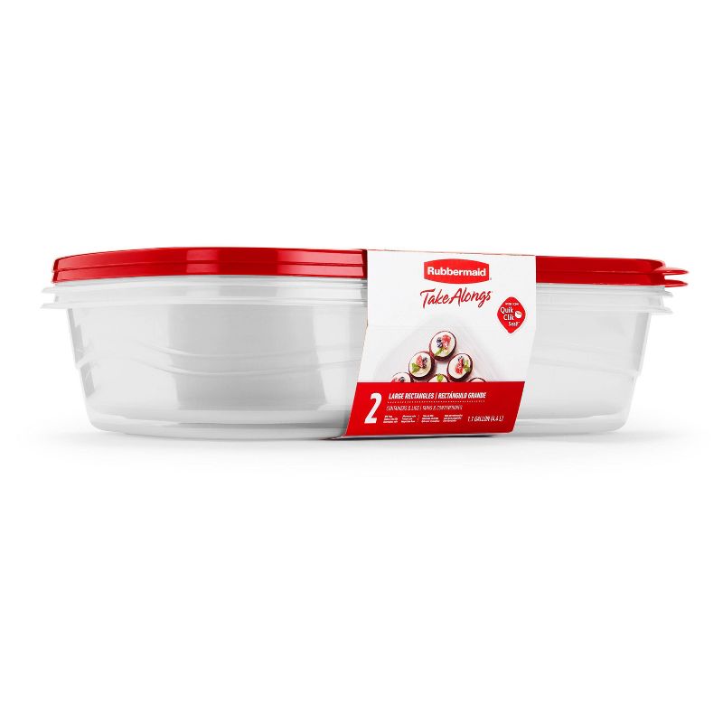 Rubbermaid TakeAlong 2pk 1.1gal Plastic Rectangle Food Storage Containers - Ruby Red, 2 of 9