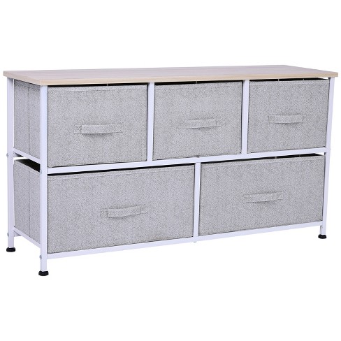 HOMCOM Dresser Storage Drawers with 6 Plastic Bins and Steel Frame,  Crafting Bins for Living Room, Bedroom, White