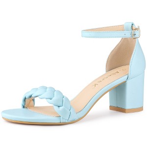 Allegra K Women's Chunky Heels Ankle Strap Braided Instep Strap Heel Sandals - 1 of 4