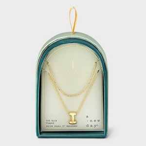14K Gold Dipped Initial Bubble Multi-Strand Pendant Necklace - A New Day™ Gold - 1 of 4