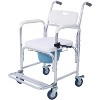 KTMBDW 3-in-1 Shower Commode Wheelchair,Transport Beside Commode Chair,Waterproof Rolling Over Toilet Chair 350 lbs. Weight Capacity with Seat,White - 2 of 4