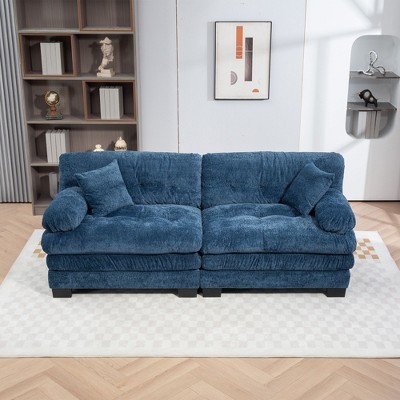 NicBex Modern Chenille Deep Seat Loveseat Sofa with Comfy Armrests & Pillows,2-Seat Sectional Sofa for Living Room,Bedroom