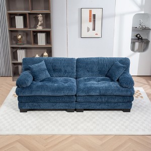 NicBex Modern Chenille Deep Seat Loveseat Sofa with Comfy Armrests & Pillows,2-Seat Sectional Sofa for Living Room,Bedroom - 1 of 4