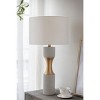 Modern Table Lamp with Drum Shade and Cylindrical Cement Base, Accent Lighting for Living Room or Bedroom – The Pop Home - 2 of 4
