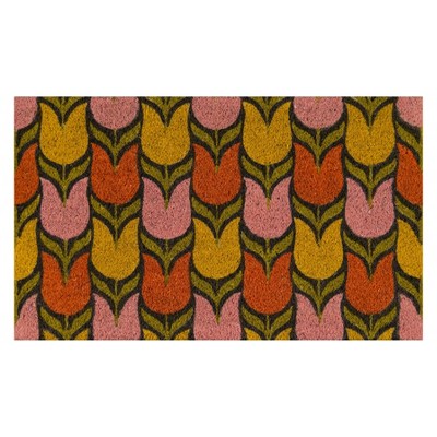 1'6"x2'6" Tulips Woven Door Mat - Novogratz By Momeni: Floral Coir Mat for Indoor & Outdoor Use, Medium Pile