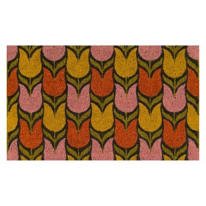 1'6"x2'6" Tulips Woven Door Mat - Novogratz By Momeni: Floral Coir Mat for Indoor & Outdoor Use, Medium Pile - 1 of 3