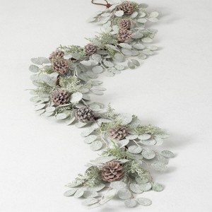 Sullivans Artificial 5 ft. Eucalyptus & Pinecone Garland, Green - 1 of 4