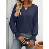 Womens Tops V Neck Smocked Cuff Drop Shoulder Batwing Long Sleeve Casual Blouse Top - 4 of 4