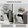 Vynxaria Kitchen Tilt Out Trash Bin Cabinet Free Standing Recycling Cabinet Trash Can Holder With Drawer, Light Gray - 3 of 4
