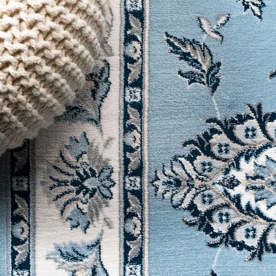 Cherie Sky Blue & Ivory Persian-Inspired Washable Rug 3x5