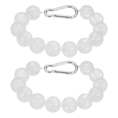 Unique Bargains Stainless Steel Indoor Outdoor Durable Flag Pole Beaded Flagpole Retainer Ring 12 Beads 2 Pcs