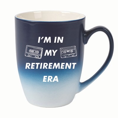 Elanze Designs In My Retirement Era Two Toned Ombre Matte 10 ounce New Bone China Coffee Tea Cup Mug For Your Favorite Morning Brew, Navy Blue and