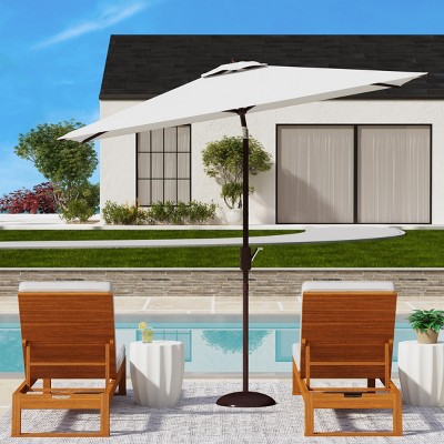 Kamen 10-Foot White Aluminum Rectangular Market Patio Umbrella