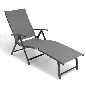1 pc Crestlive Products Chaise Lounge Chair Outdoor Adjustable Aluminum Folding Patio Recliner Chair - 1 of 4