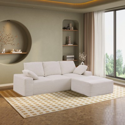 EMPIRE DIGILABS L-Shaped Cloud Sectional Sofa with Deep Seat,No Assembly Required,Modular Couches Sleeper for Living Room,Bedroom,Apartment, White
