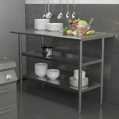 Stainless Steel 48" Work Table with Adjustable Undershelves
