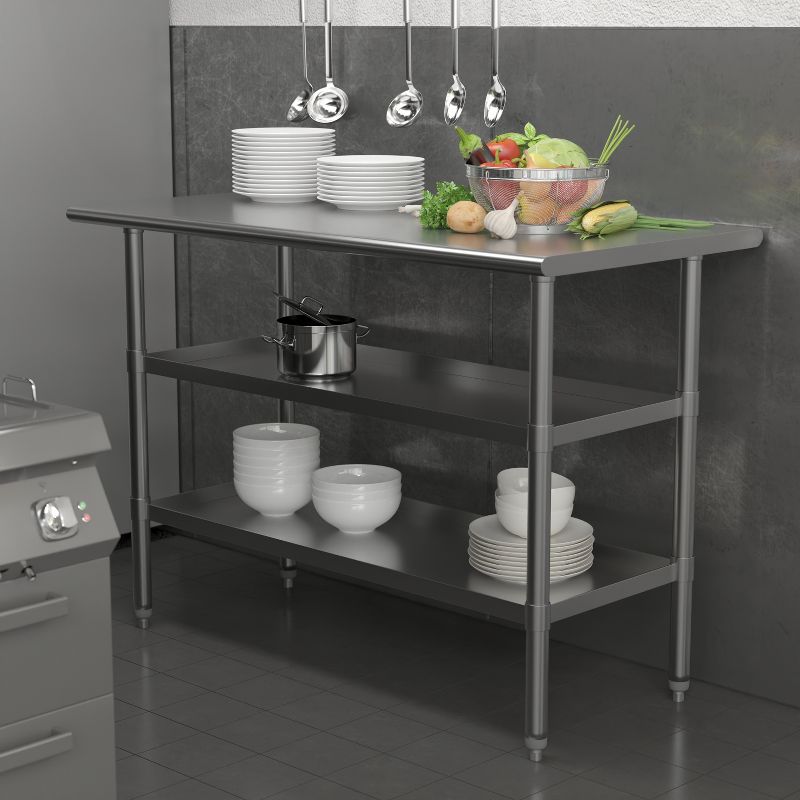 Emma and Oliver NSF Certified Stainless Steel 18 Gauge Work Table with 2 Undershelves, 3 of 10