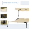 Okak Patio Double Chaise Lounge Hammock Daybed,Outdoor Tanning Chair with Adjustable Canopy,Pillows&Wheels,Sunbathing Chaise for Patio,Beige - 3 of 4