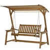 Resenkos 2-Seater Swing Chair With Canopy, Wooden Porch Glider, Outdoor Swing Loveseat, Perfect for Garden, Brown - 2 of 4