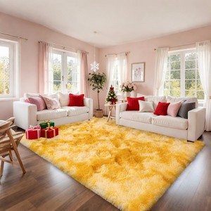 Orange Shag Rug, Ultra Soft 1.7" Thick, Non-Slip, 100% Polyester, Square & Round for Bedroom/Living Room - 1 of 4