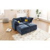 Okak Comfy Modular Foldable Sofa Bed 4PC with Storage Convertible Sleeper Couch Futon with Stylish Pillow for Living Room, Blue - 2 of 4