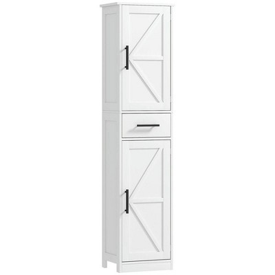 Resenkos Bathroom Cabinet, Narrow Storage Unit, Floor Cabinet for Bathroom, Living Room, Kitchen, White