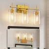 YANSUN 3-Light Vanity Light, Gold Finish, Three-Hole Perforated Glass Shades, E26 Sockets, Non-Integrated Light Source - 2 of 4
