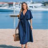 Women's Navy Dolman Sleeve Micro-Ruffle Midi Dress - Cupshe - 2 of 4