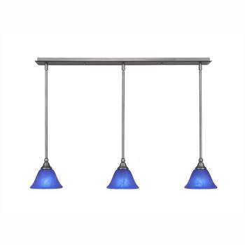 Toltec Lighting Any 3 - Light Chandelier in  Brushed Nickel with 7" Blue Italian Shade