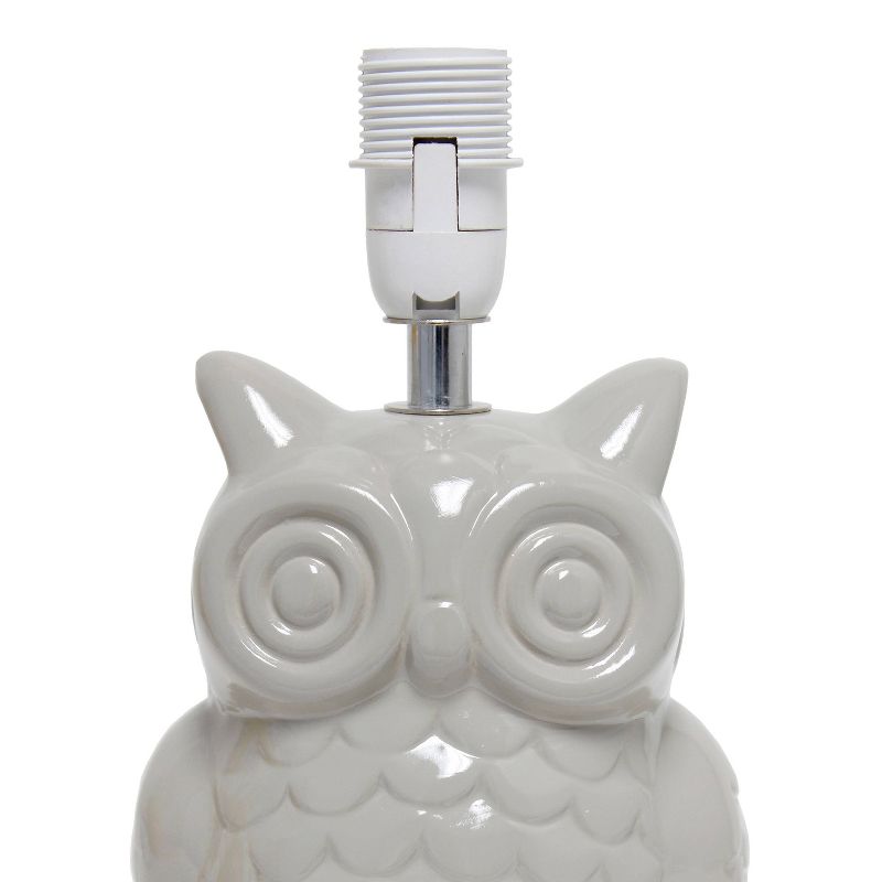 12.8" Contemporary Ceramic Owl Bedside Table Lamp with Matching Fabric Shade - Simple Design, 5 of 12