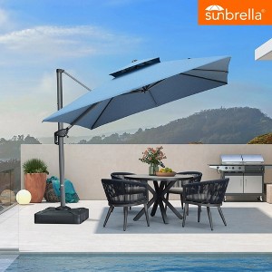 PURPLE LEAF Outdoor Cantilever Umbrellas with Base Large Patio Umbrella Offset Umbrella 360 Degree Rotation - 1 of 4
