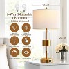 Boersma Bedside Table Golden Lamp For Living Room With USB Ports, Set Of 2 With Touch Control, White Drum Lamp Shade Bedrooms Home Office Light - 4 of 4