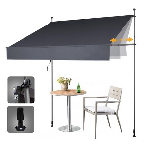 10x4FT Retractable Awning, Iron Stand Tool-Free Installation, Sun Shade for Window, Balcony, Patio - 1 of 4